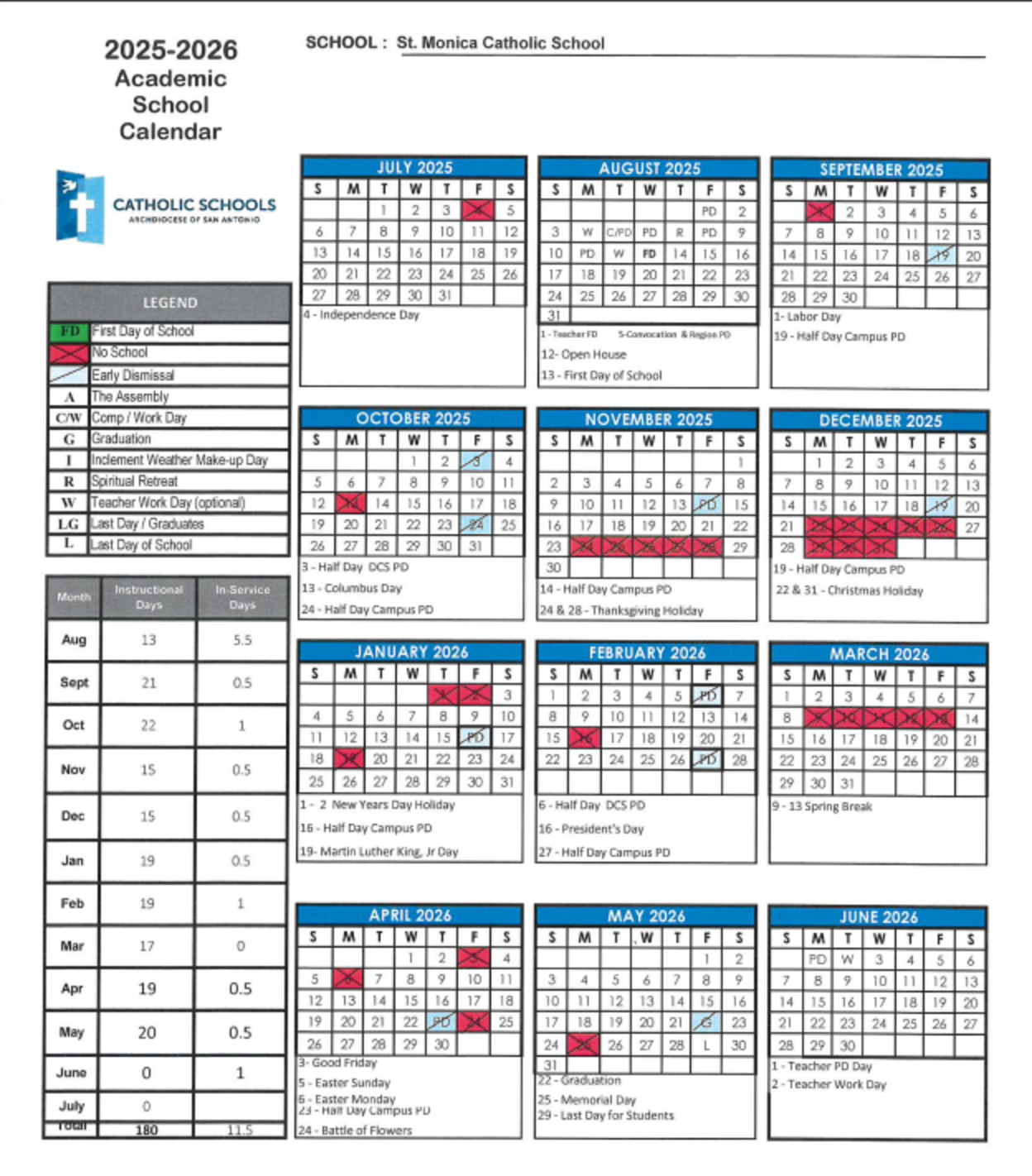 25 26 School Calendar