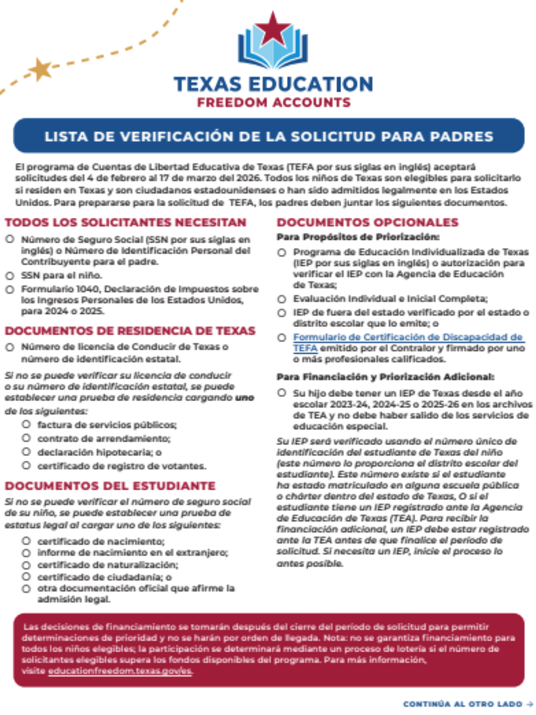 Tefa Lista De Verificacion Para Padres